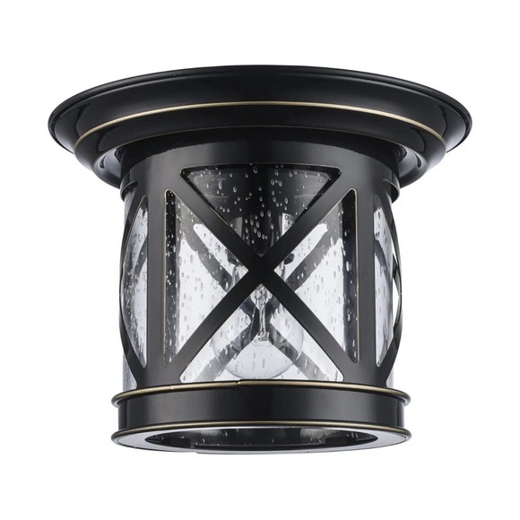 Portfolio Outdoor Flush mount Porch Light #253346 Rubbed Oil Bronze‎ Finish - Picture 1 of 9